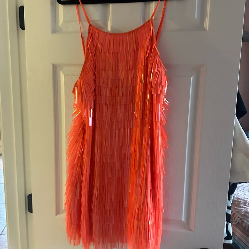 ASOS Vibrant Orange Fringe Mini Dress